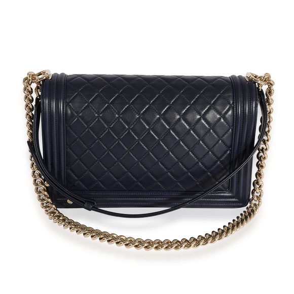 Chanel Navy Quilted Lambskin Large Boy Bag - Picture 4 of 7